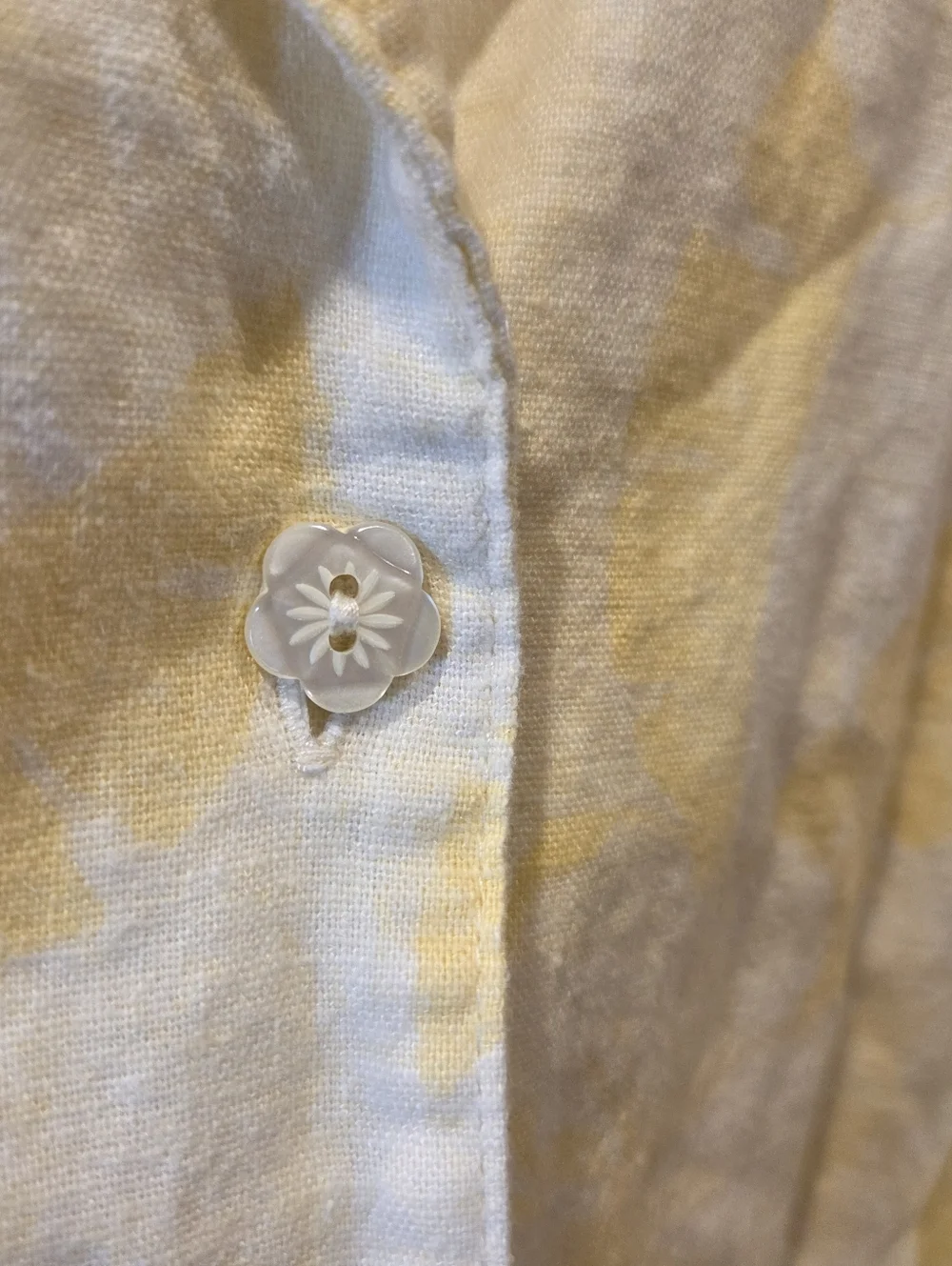 CJ Banks Plus Size 2X Yellow White Tropical Floral Linen Rayon Shirt Cottagecore